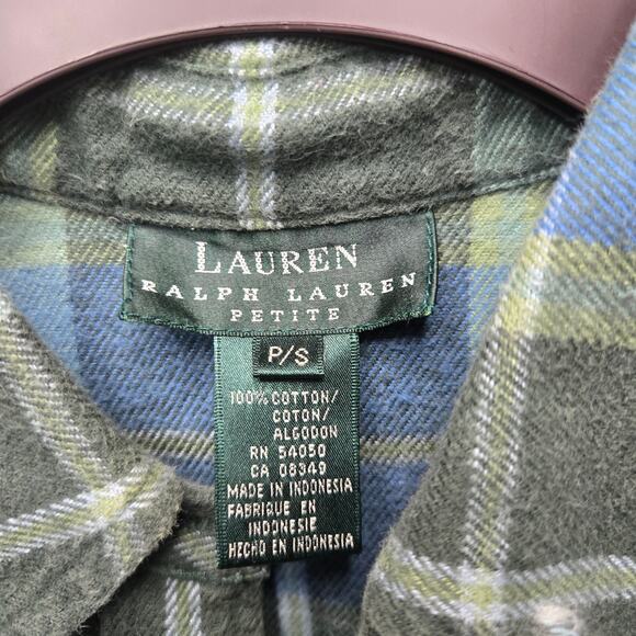 Lauren Ralph Lauren Classic Plaid Flannel Button Front Shirt Size PS - Picture 2 of 4